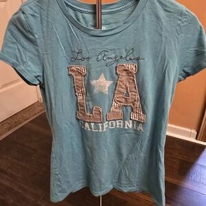 Old Navy Green Graphic Fitted T-Shirt